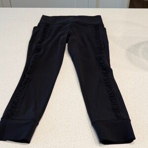 Athleta Black Leggings with Ruffle Detail